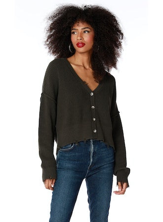 Distressed button Front Cardigan