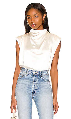 Dolly Satin Mock Neck Blouse