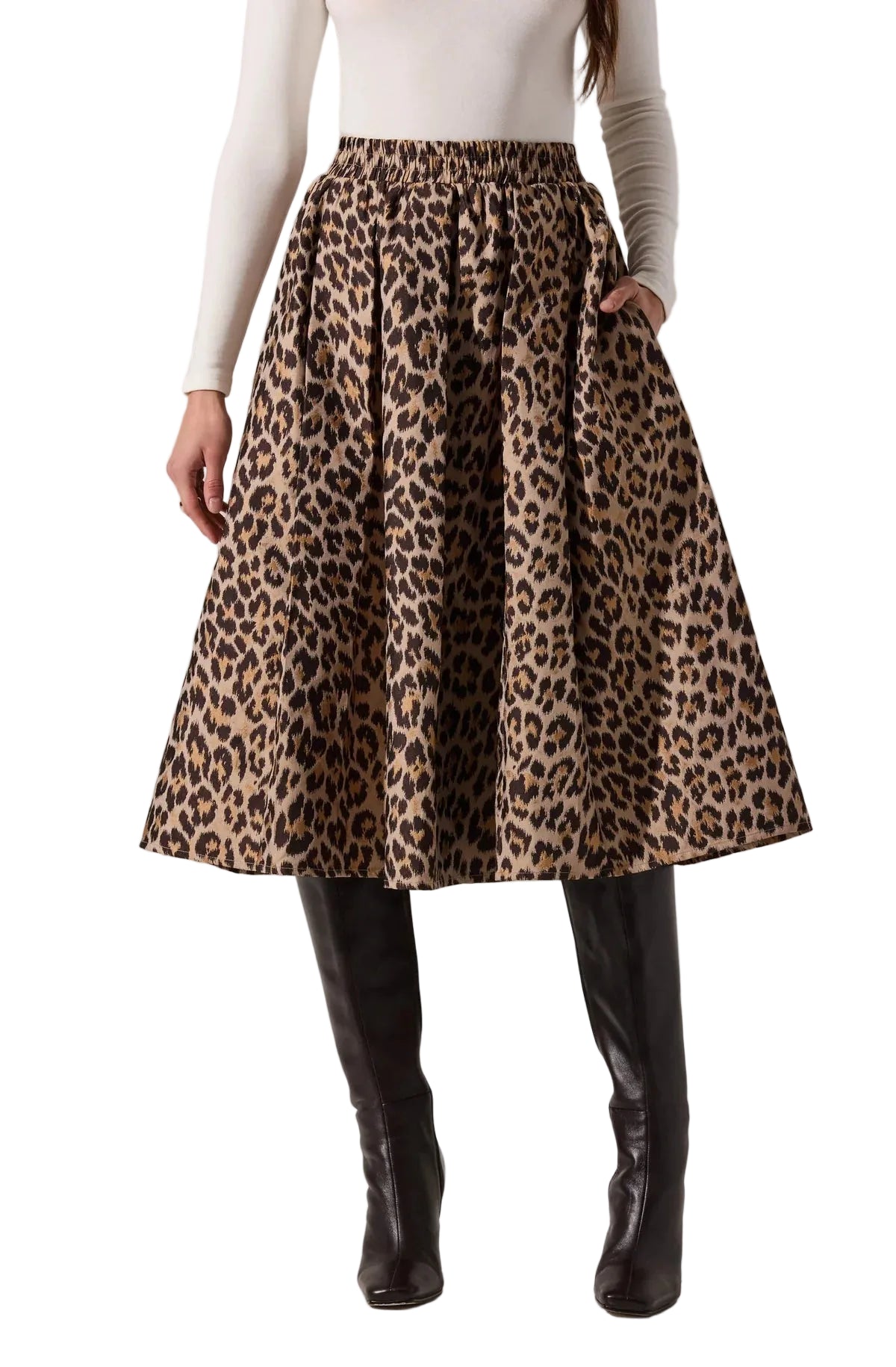 Andolina Leopard Midi Skirt
