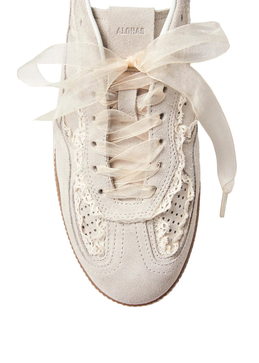 Crochet Cream Leather Sneakers