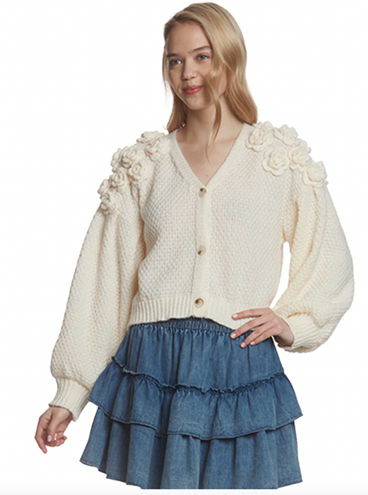 Handmade Flower Applique Cardi