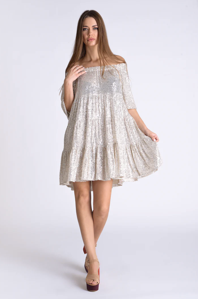 Vicky Sequins Baby Doll Dress